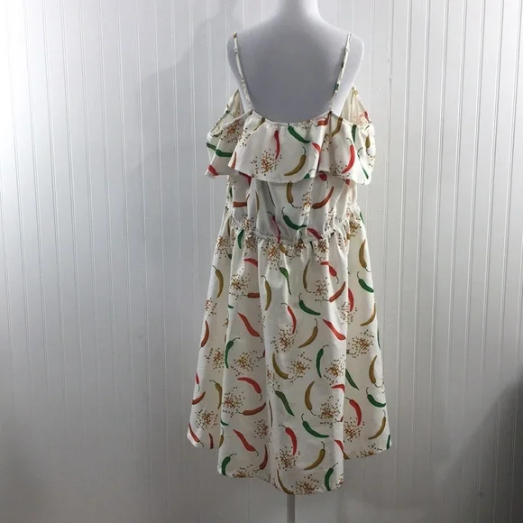 Lindy Bop White Chili Pepper Antonia Swing Dress Womens 20 Off The Shoulder - Picture 4 of 11